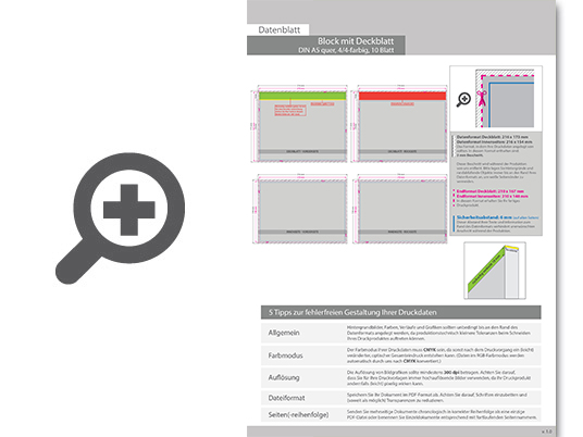 Product Bild block_mit_leimbindung_und_deckblatt__din_a5_quer__10_blatt__4_4_farbig_beidseitig_bedruckt
